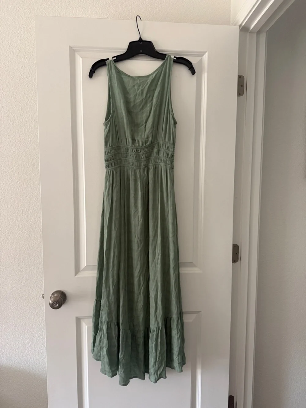 Rewind Sage Green Sleeveless High-Low Button Front Maxi Dress - Picture 3 of 4
